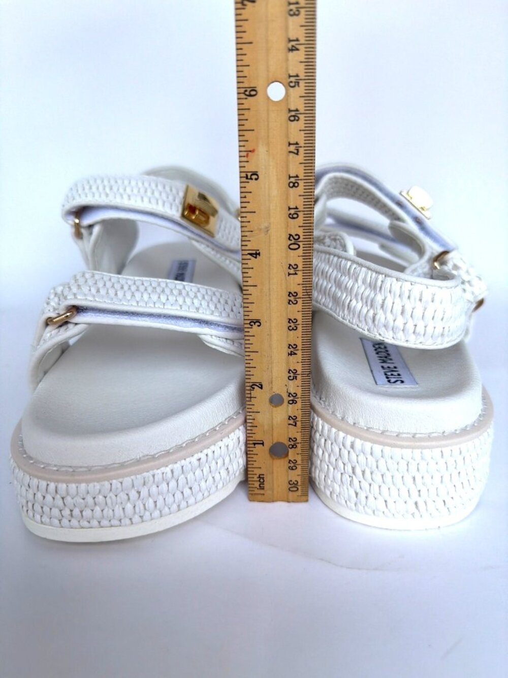 Steve Madden Bigmona Platform Sandals White Raffia Women Size 8.5 - Picture 6 of 15